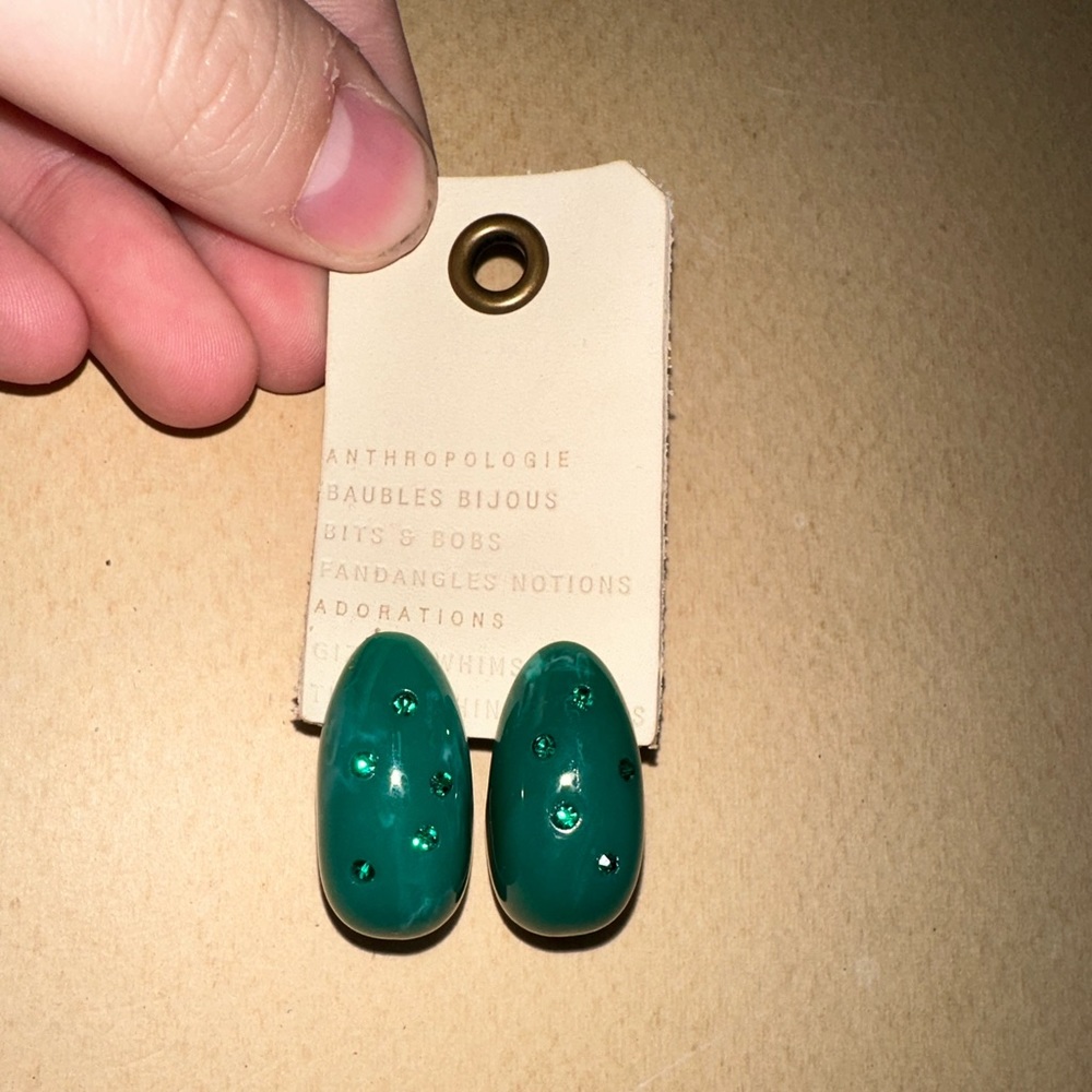 Anthropologie Teal Resin Earrings